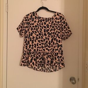 Pink leopard print blouse